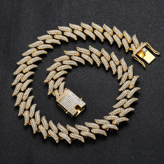 Hip Hop Cuban Link Thorn Spike Alloy Necklace for Men