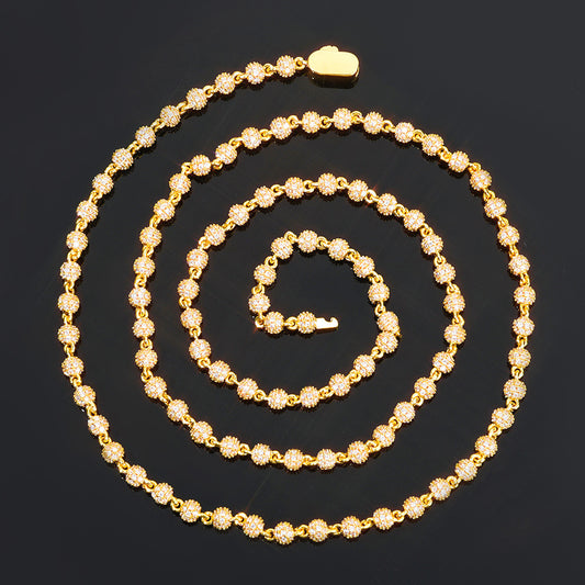 4 mm Round Cluster CZ Bead Link Hip Hop Necklace with Copper Base - CHA385 product image