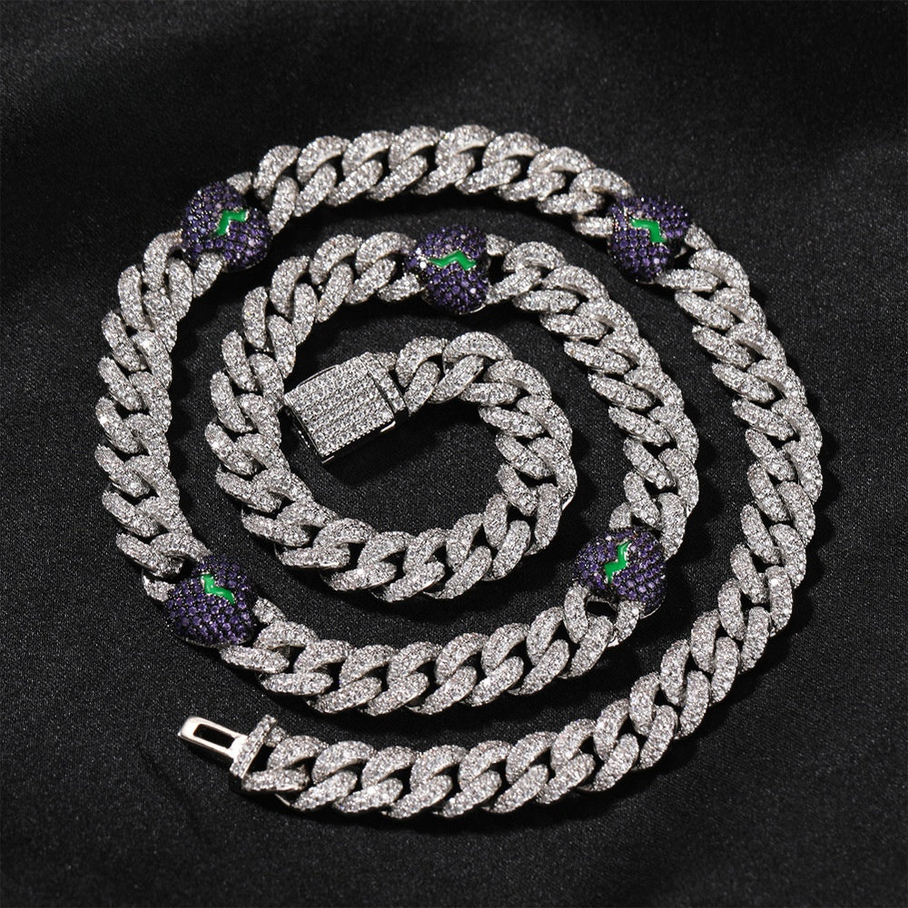 Iced Out Heart Cuban Link Necklace with Cubic Zirconia in Silver Tone for Women & Men product image