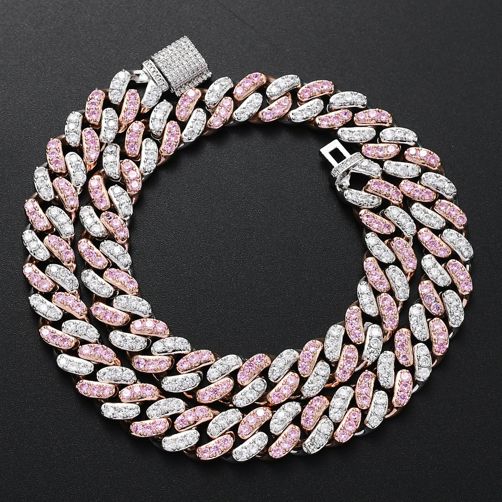 Diamond Shape Cuban Link Cubic Zirconia Necklace for Men
