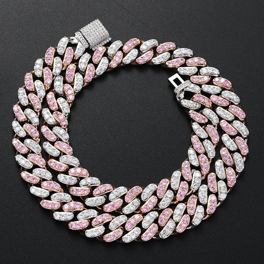 Diamond Shape Cuban Link Cubic Zirconia Necklace for Men
