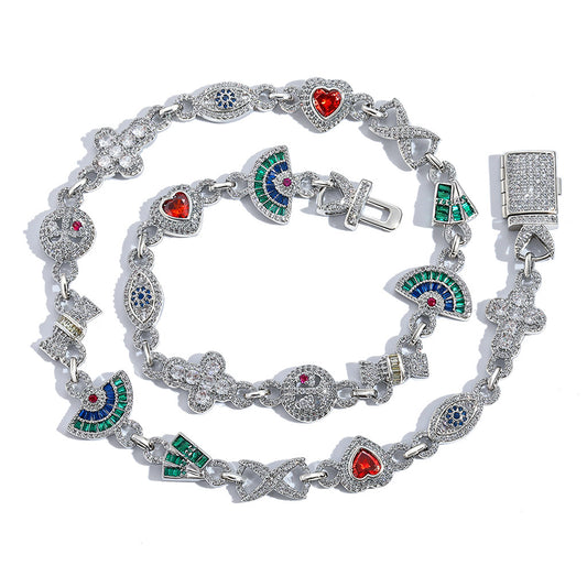 Light Luxury Cross Heart Cubic Zirconia Necklace for Men