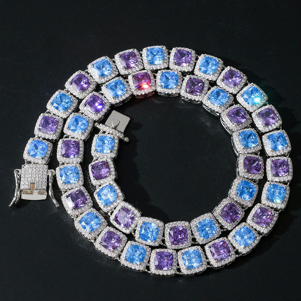 Hip Hop Light Luxury Square Iced Link Cubic Zirconia Necklace for Men