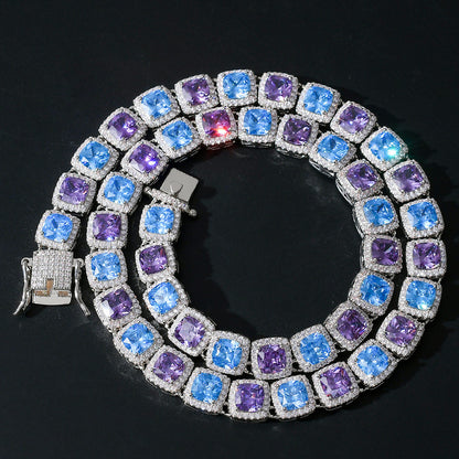 Hip Hop Light Luxury Square Iced Link Cubic Zirconia Necklace for Men