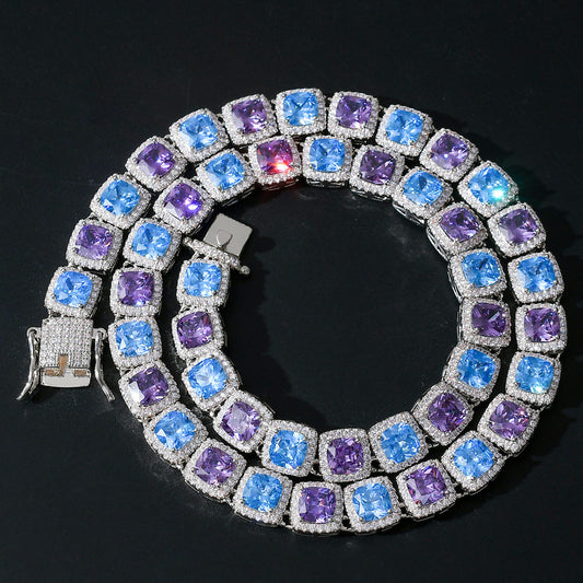 Hip Hop Light Luxury Square Iced Link Cubic Zirconia Necklace for Men