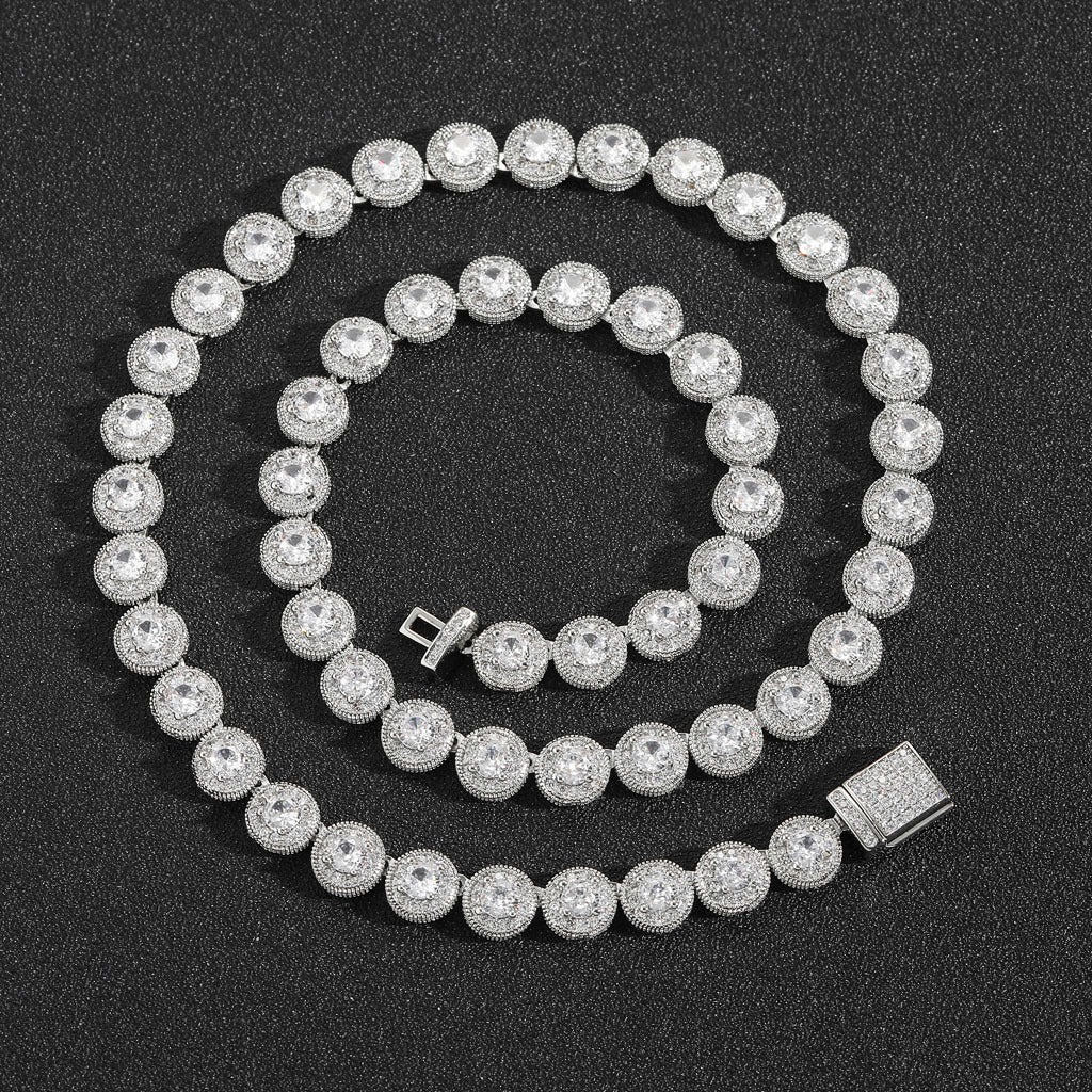 Hip Hop Round Iced Link Cubic Zirconia Necklace for Men