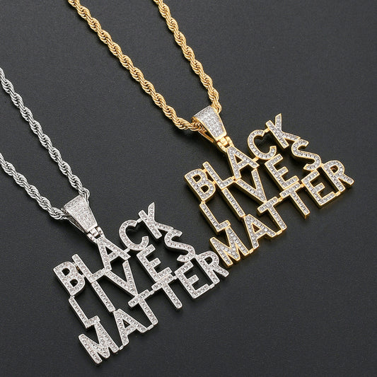 Hip Hop Letter Cubic Zirconia Pendant Necklace for Men and Women