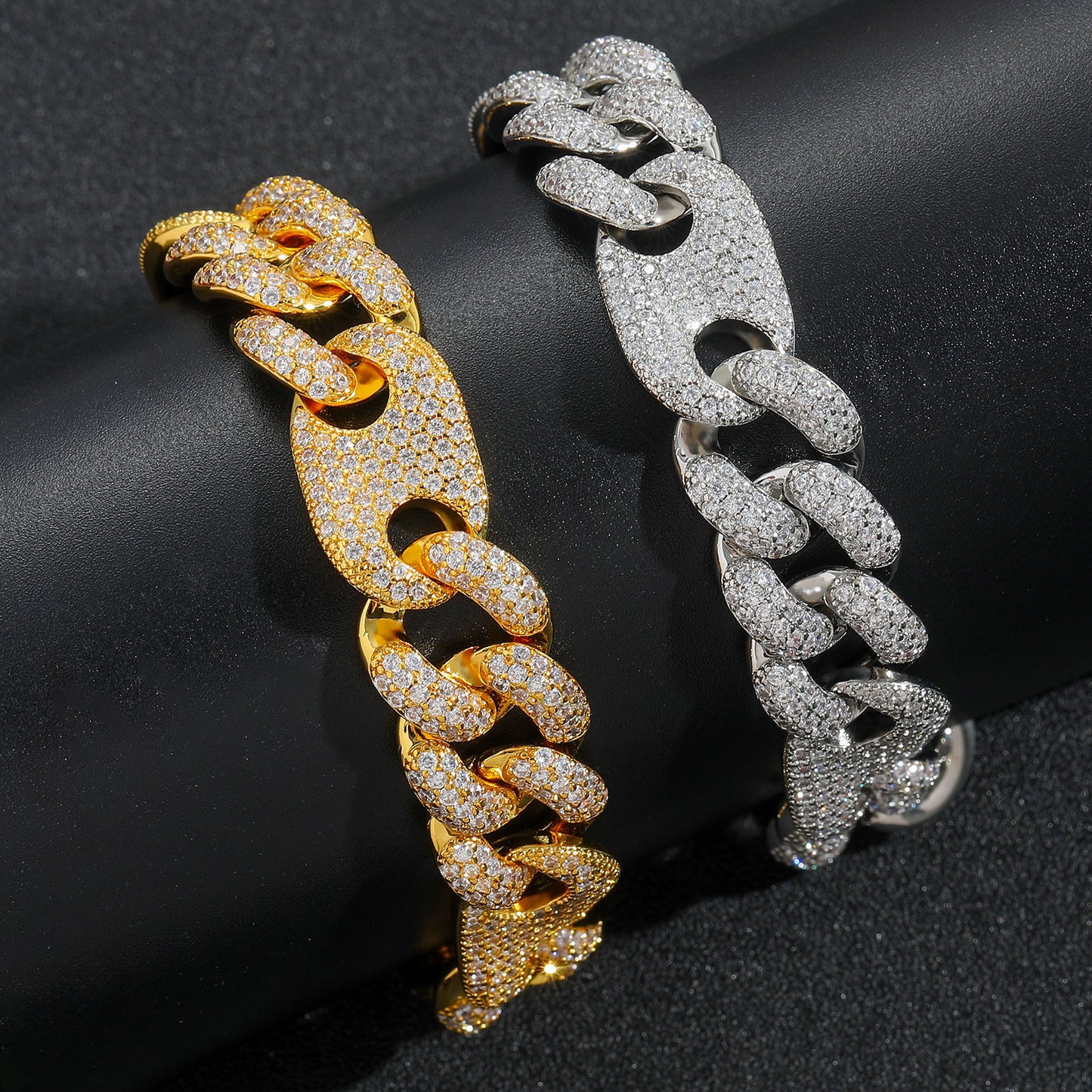 Hip Hop Heart Cubic Zirconia Bracelet for Men and Women