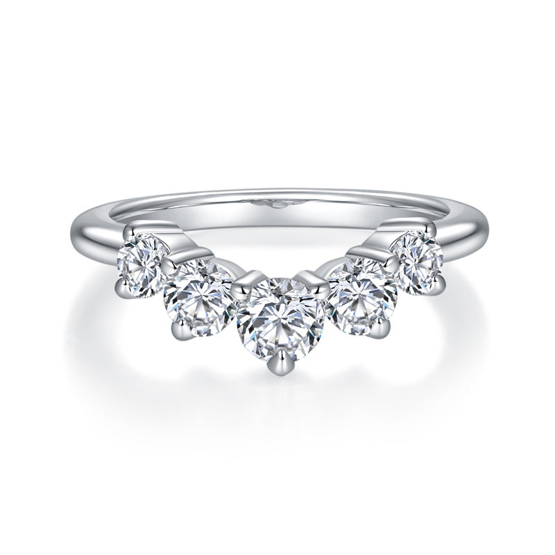 Moissanite V-Shape Cluster Ring, 925 Silver, 18K Gold Plated product image