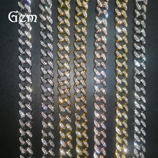 Iced Cuban Link Bracelet and Necklace Set for Women & Men - Gold, Silver or Rose Gold Plated Statement Chain Jewelry