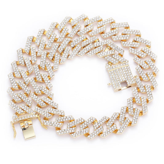 Hip Hop Diamond Shape Cuban Link Alloy Necklace for Men and Women