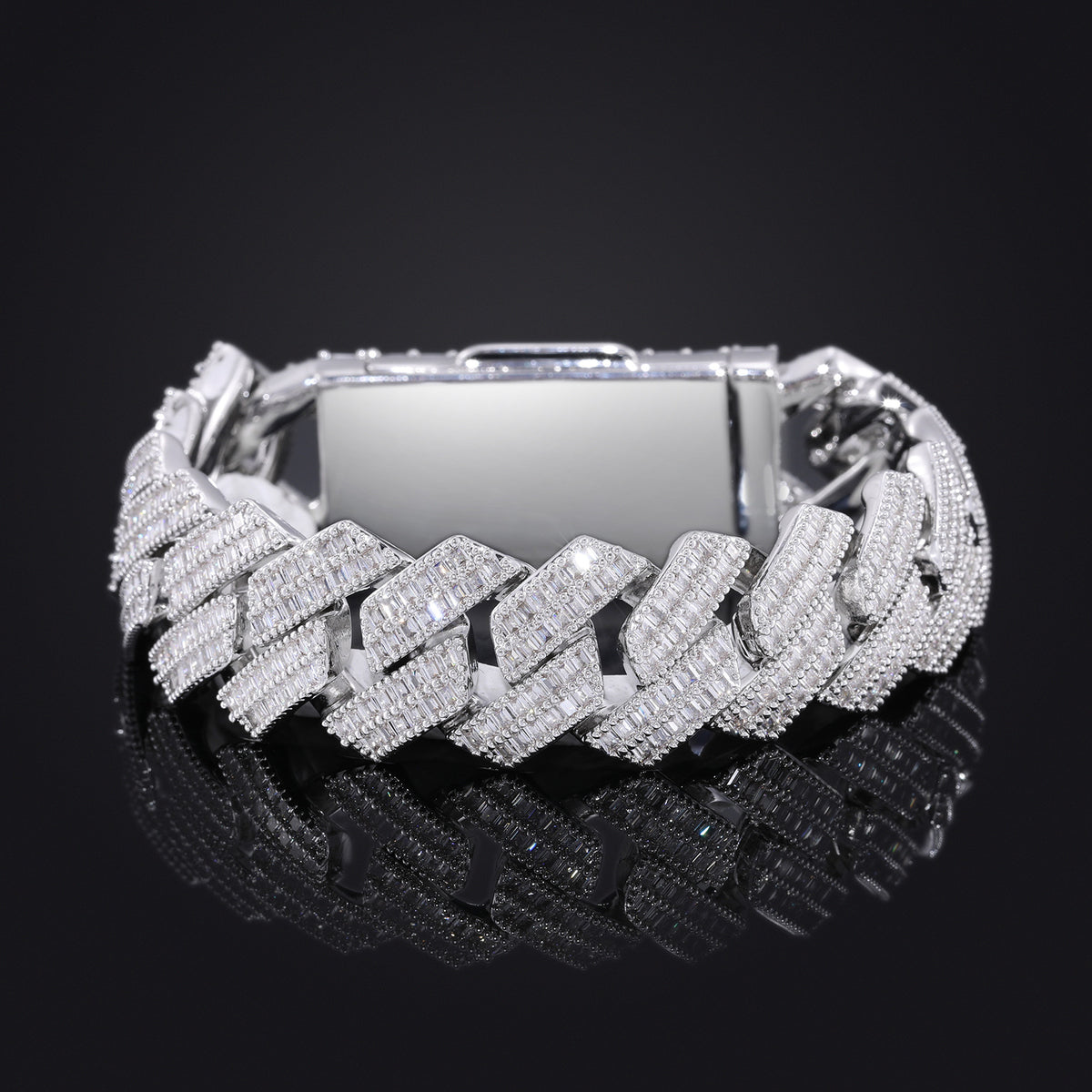 Geometric Iced Link Bracelet for Men and Women, White Tone, 7/8/9 in product image