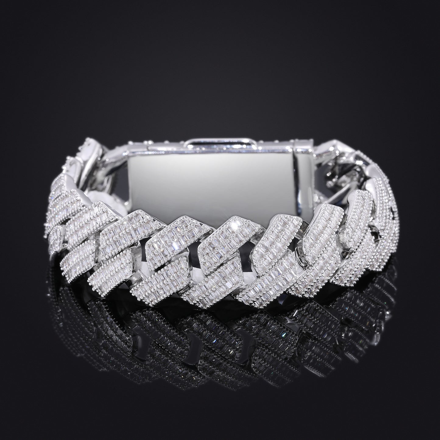Geometric Iced Link Bracelet for Men and Women, White Tone, 7/8/9 in product image