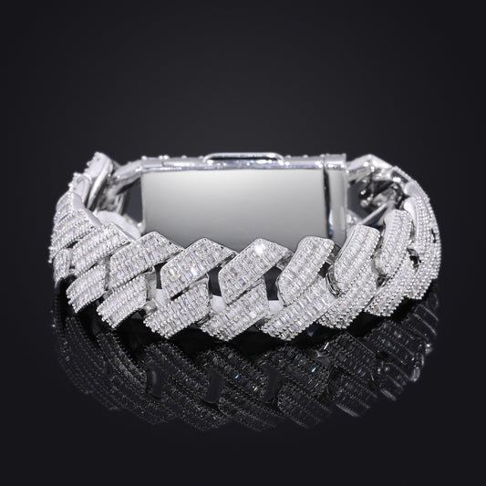 Geometric Iced Link Bracelet for Men and Women, White Tone, 7/8/9 in product image