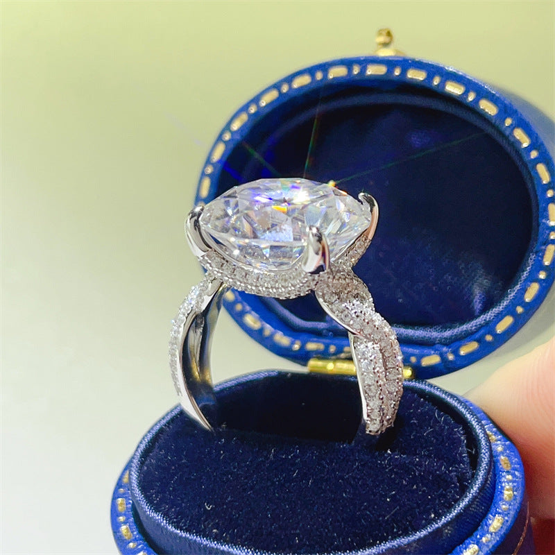 10 Carat Moissanite Halo Ring for Women, Geometric U-Shaped Statement Engagement Ring product image