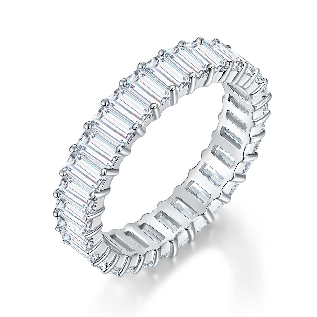 Moissanite Eternity Ring, Emerald-Cut Full Band Wedding Ring for Women product image