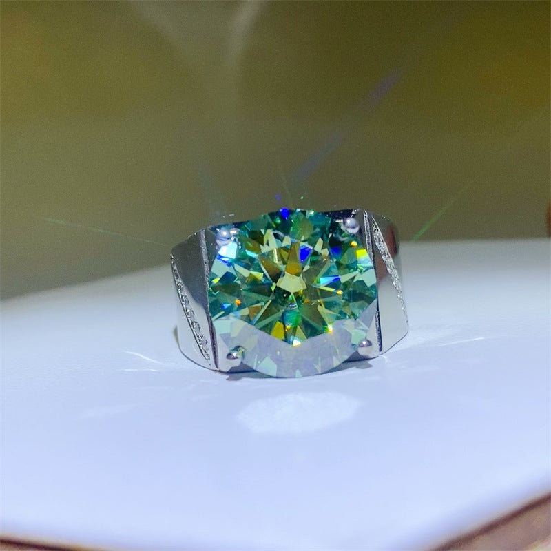 Men’s Green Moissanite Ring U-Shape Statement Ring 5 Carat 10 Carat product image