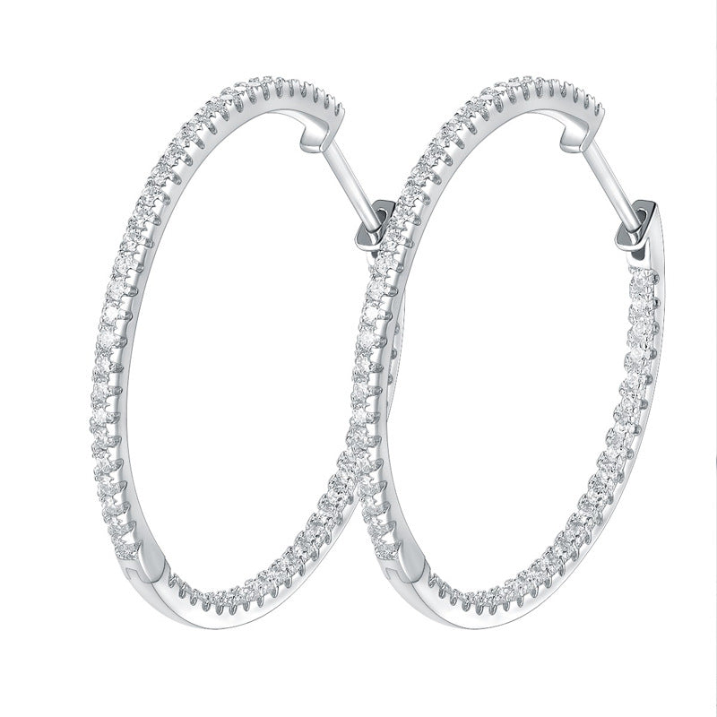 Sparkling Pave Hoop Earrings for Women, Huggie-Style Round Earrings, Everyday Shine product image