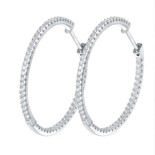 Sparkling Pave Hoop Earrings for Women, Huggie-Style Round Earrings, Everyday Shine product image