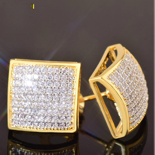 Iced Out Square Stud Earrings