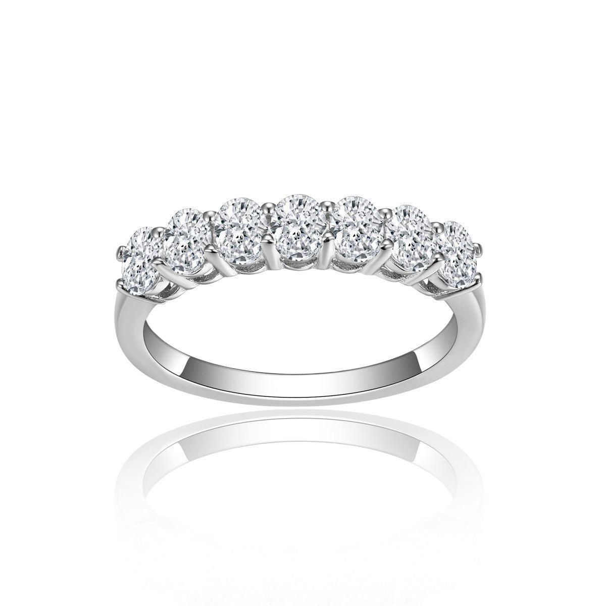 S925 Moissanite Row Ring for Women, Round-Cut Band Ring product image