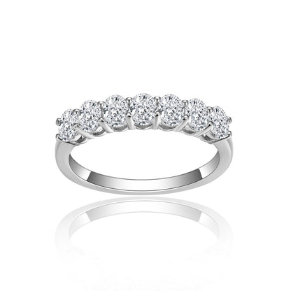 S925 Moissanite Row Ring for Women, Round-Cut Band Ring