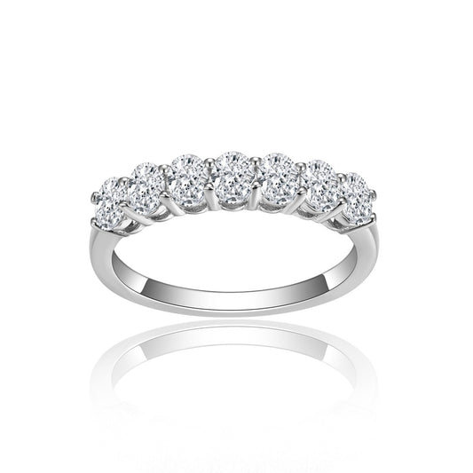 S925 Moissanite Row Ring for Women, Round-Cut Band Ring product image