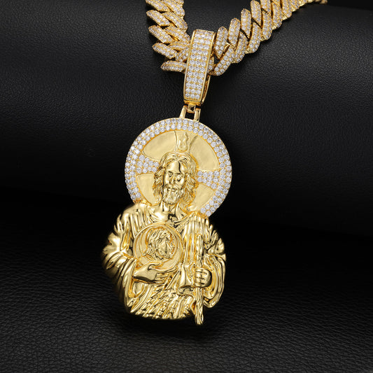 Iced Out Cartoon Figure Pendant Necklace in Gold or White Gold Tone product image