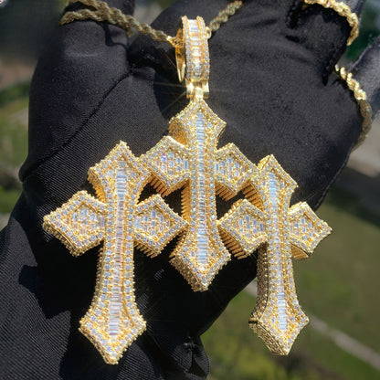 Unisex Iced Cross Pendant Necklace