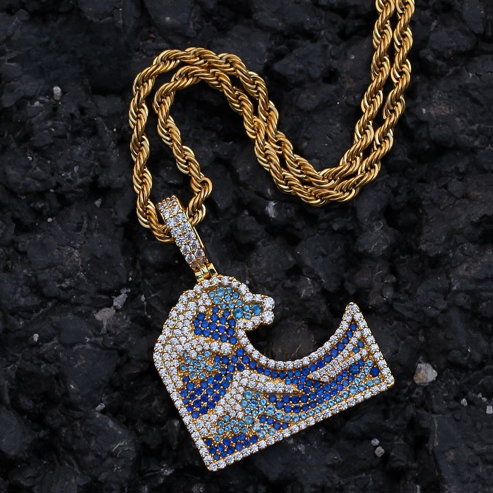 Iced Circular Line Pendant Necklace with Cubic Zirconia, Gold or Silver Tone Statement Chain Necklace for Women product image