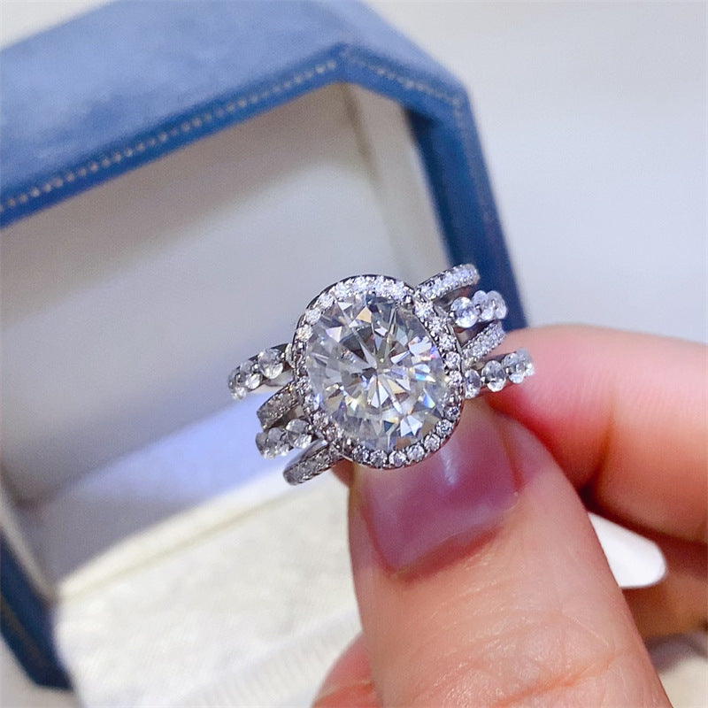 Oval Halo Moissanite Ring for Women, 3 Carat to 5 Carat Style Engagement Ring product image