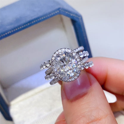 Oval Halo Moissanite Ring for Women, 3 Carat to 5 Carat Style Engagement Ring