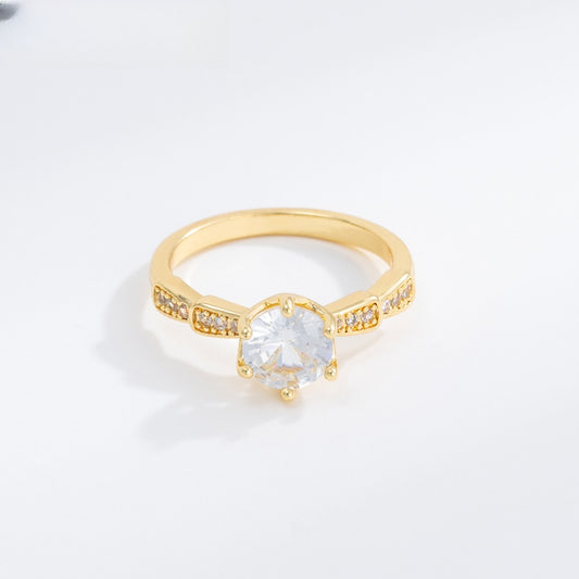 Gold Plated Cubic Zirconia Star Ring for Women – Elegant Minimalist Stackable Statement Ring