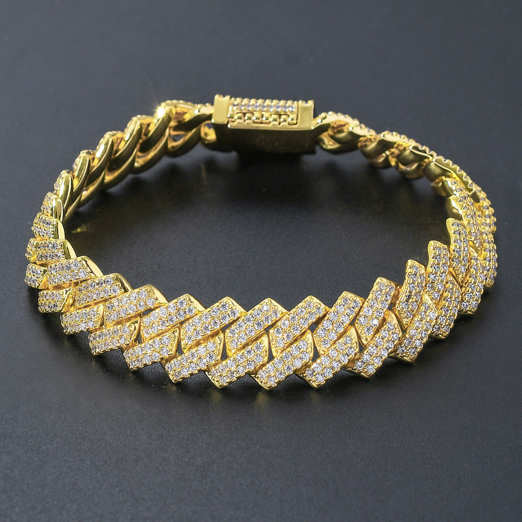 Hip Hop Cuban Link Cubic Zirconia Bracelet for Men