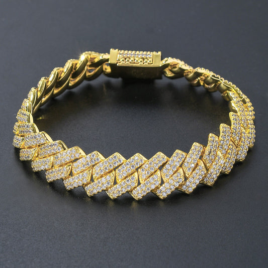 Hip Hop Cuban Link Cubic Zirconia Bracelet for Men