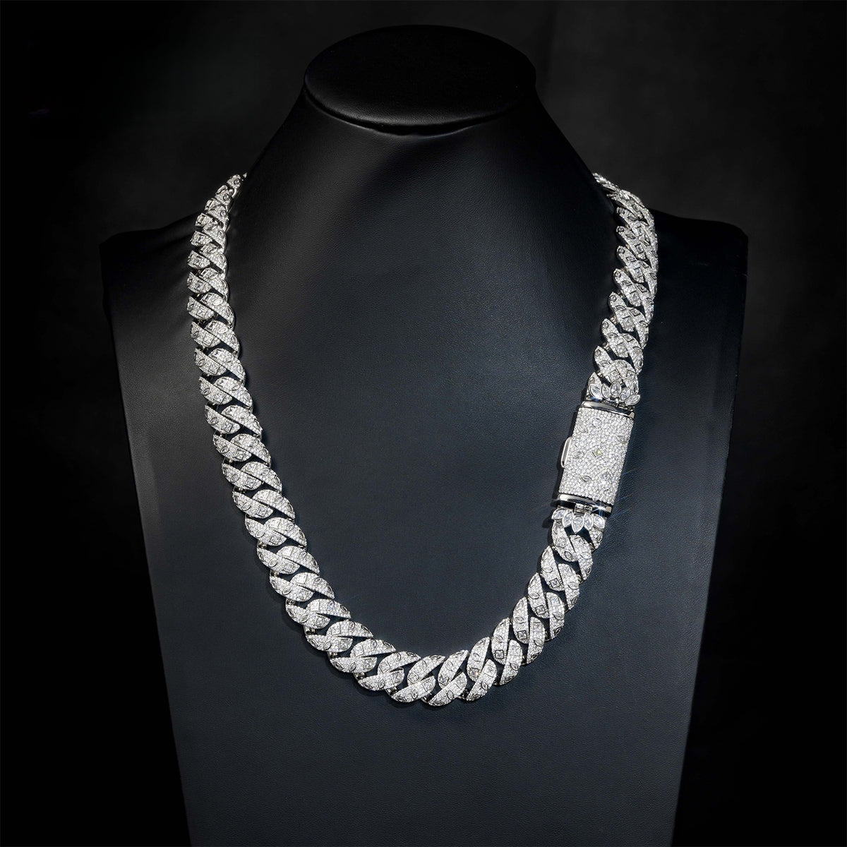 18mm Iced Out Cuban Link Chain Necklace and Bracelet, Unisex Zirconia Hip Hop Jewelry product image