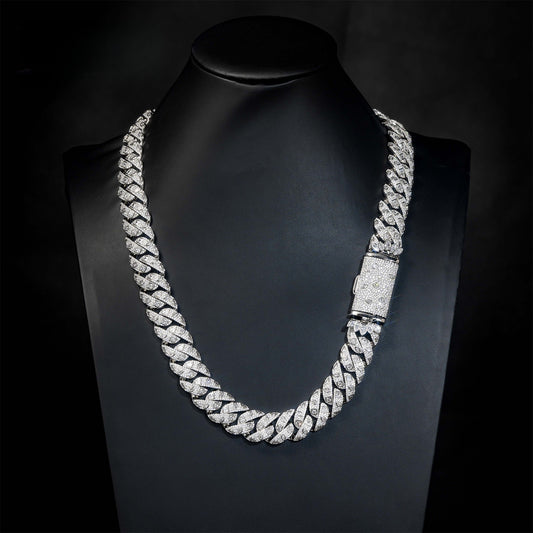 18mm Iced Out Cuban Link Chain Necklace and Bracelet, Unisex Zirconia Hip Hop Jewelry product image