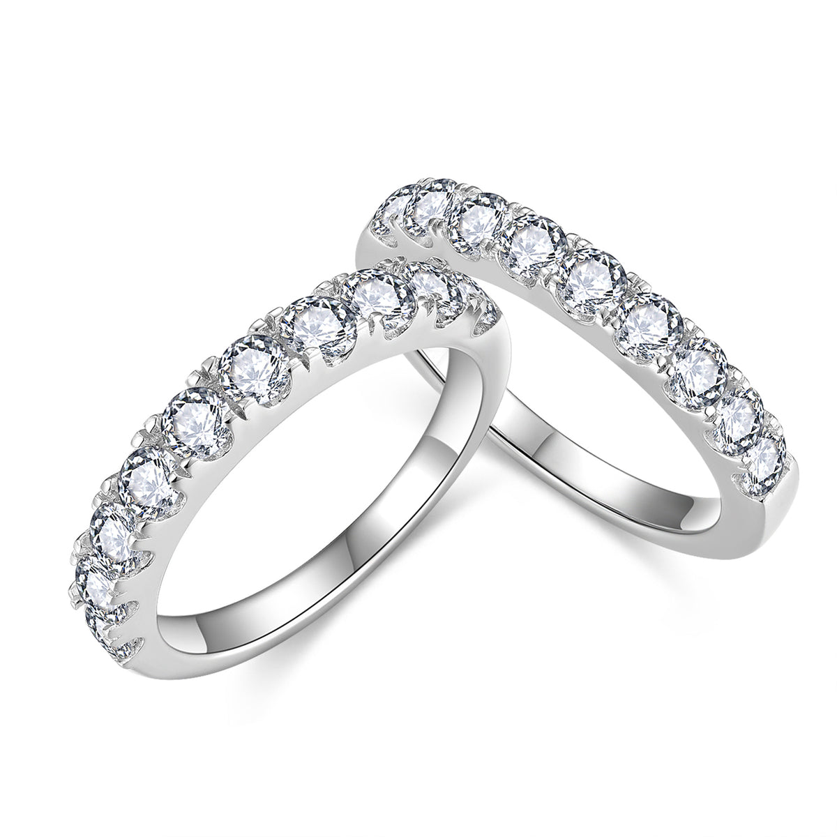 10-Stone Moissanite Ring, S925 Silver 18K Gold Plated Wedding Band for Women product image