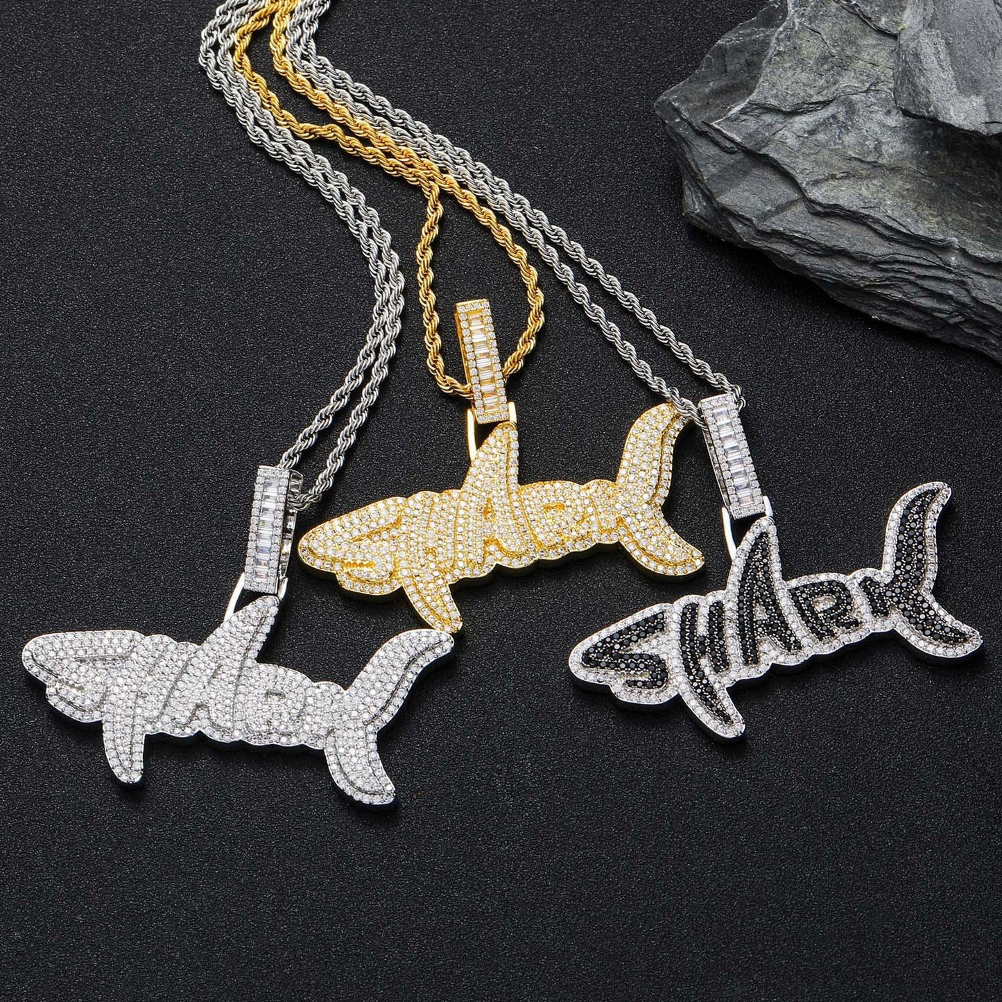 Hip Hop Letter Copper Pendant Necklace for Men and Women