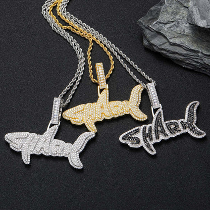 Hip Hop Letter Copper Pendant Necklace for Men and Women