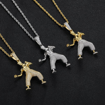Hip Hop Dragon Cubic Zirconia Pendant Necklace for Men and Women