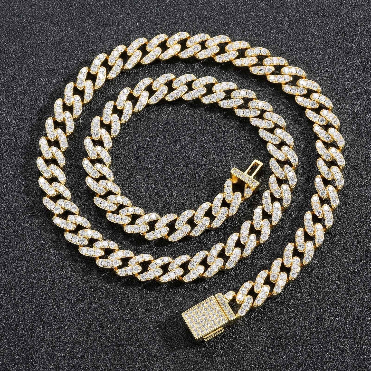 Hip Hop Diamond Shape Cuban Link Cubic Zirconia Necklace for Men