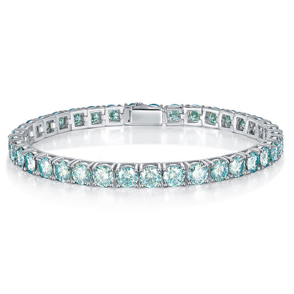 925 Silver Moissanite Tennis Bracelet, Blue Green Full Circle Bracelet for Everyday Wear and Gifts