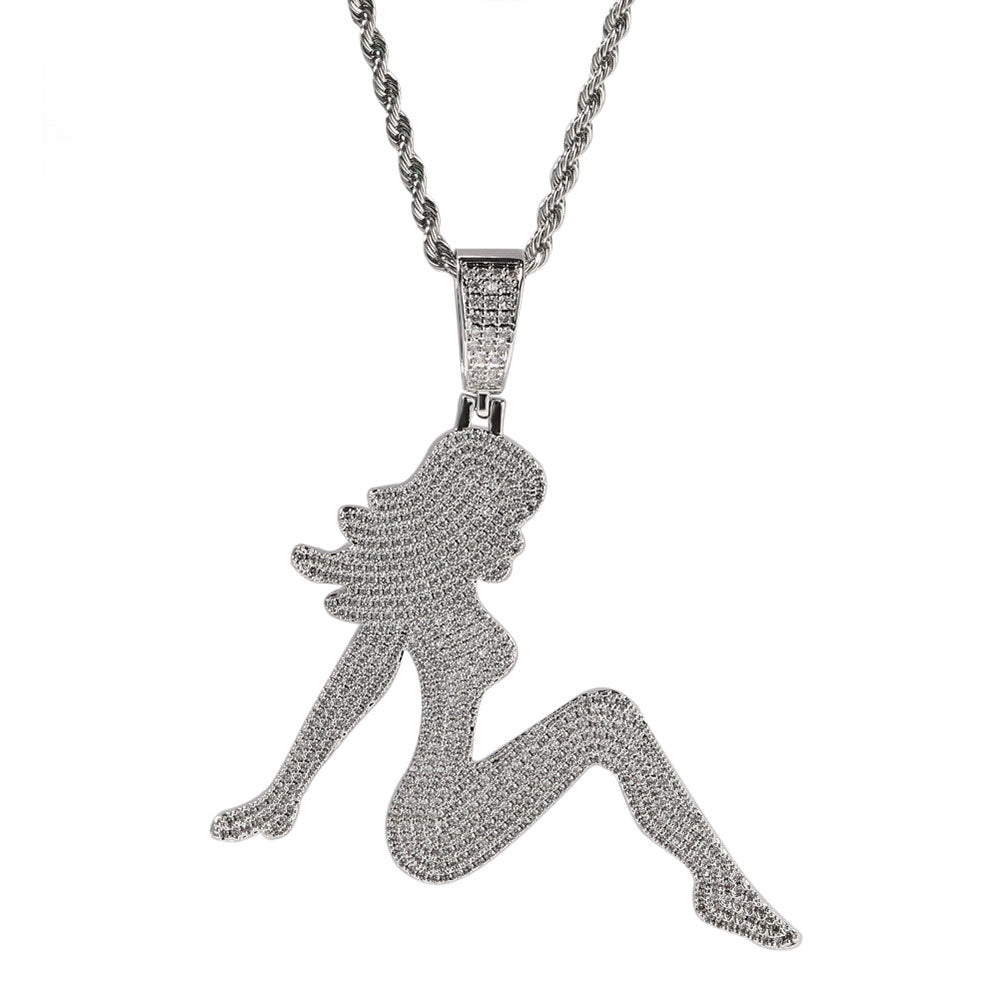 Statement Figure Pendant Necklace for Women - Gold Plated Copper Chain Necklace, Trendy Aesthetic Jewelry 2026