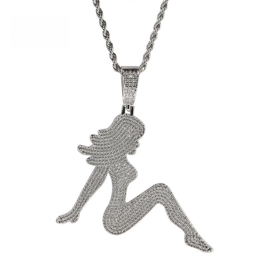 Statement Figure Pendant Necklace for Women - Gold Plated Copper Chain Necklace, Trendy Aesthetic Jewelry 2026