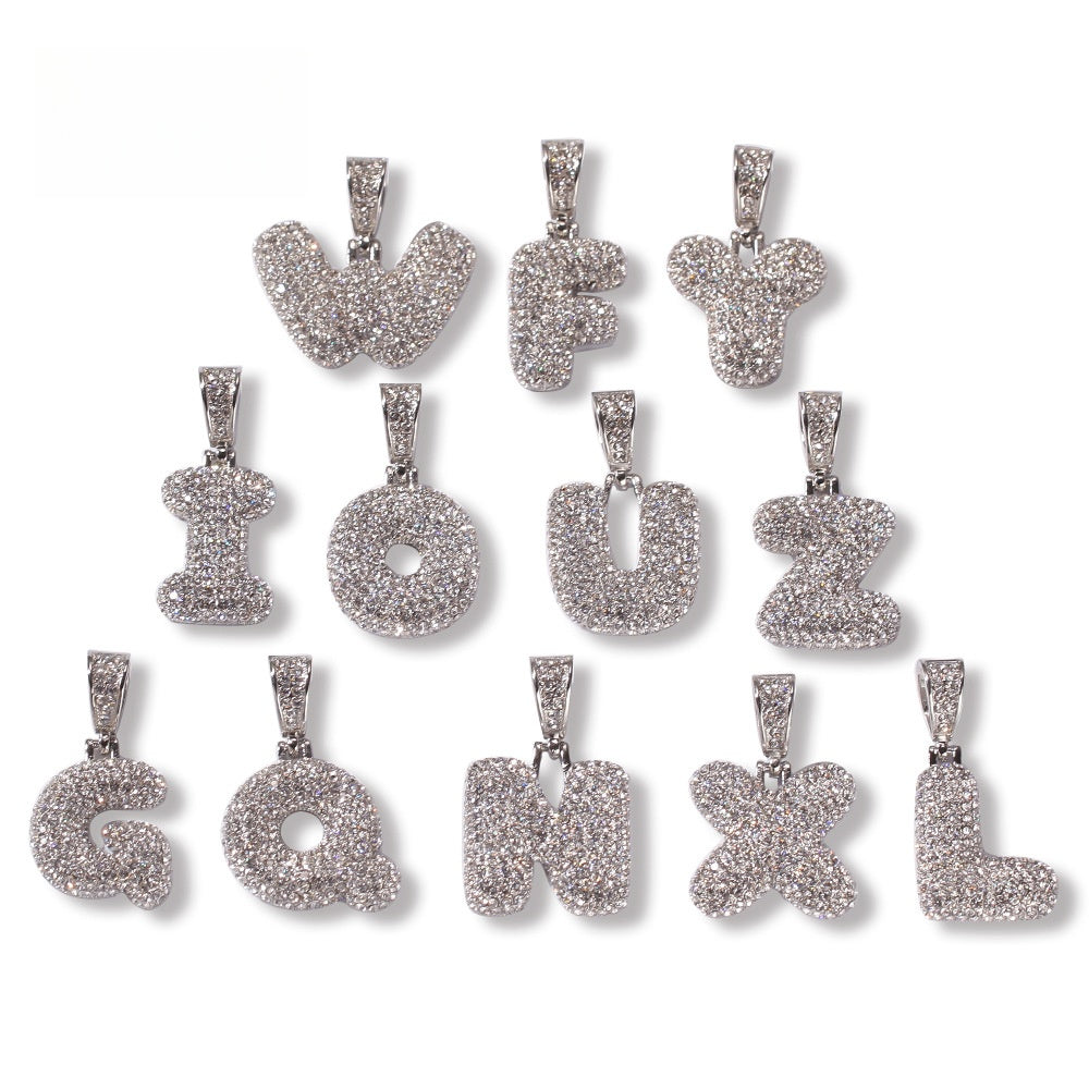 Personalized Bubble Letter & Number Pendant Necklace for Women - Gold or Silver Plated Stainless Steel Chain Necklace product image