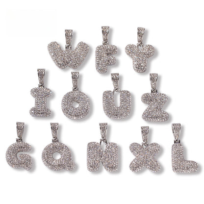 Personalized Bubble Letter & Number Pendant Necklace for Women - Gold or Silver Plated Stainless Steel Chain Necklace
