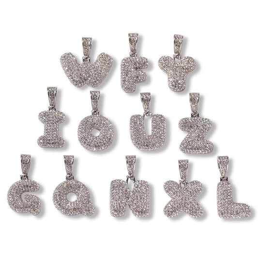 Personalized Bubble Letter & Number Pendant Necklace for Women - Gold or Silver Plated Stainless Steel Chain Necklace