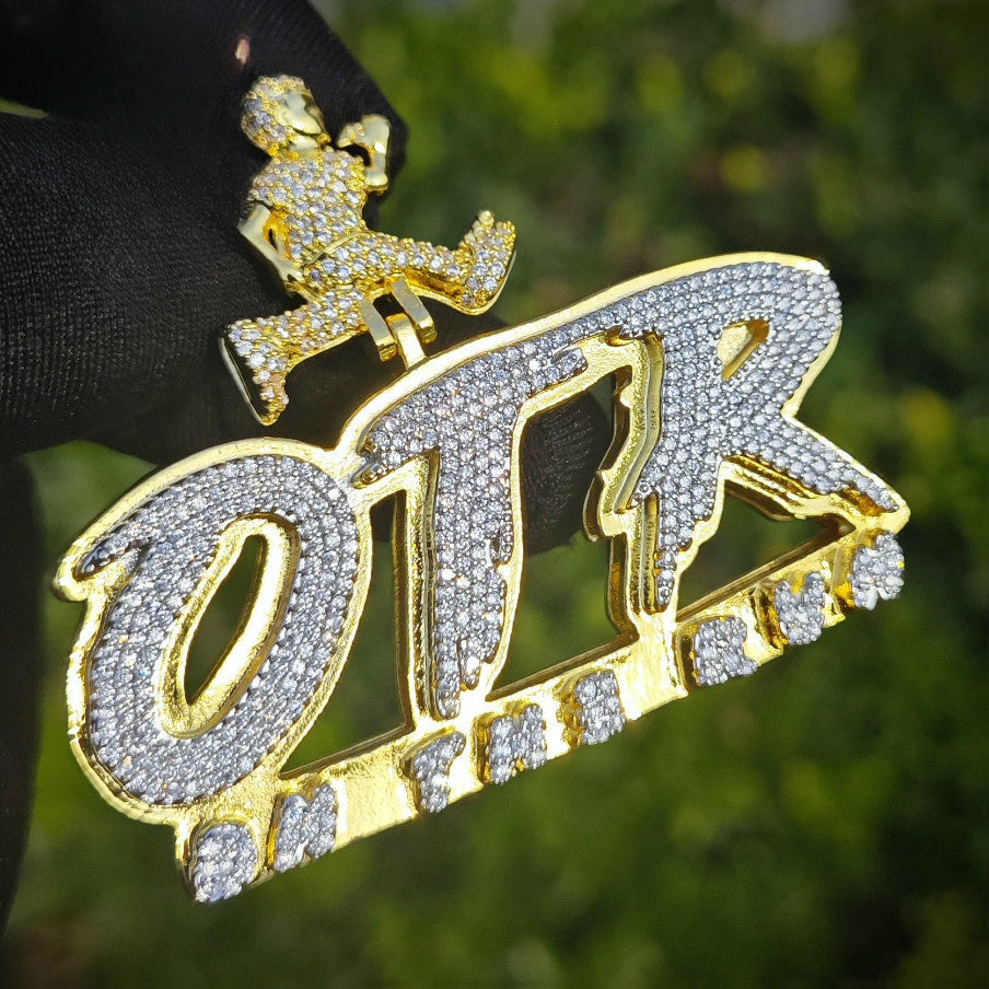 Iced Out Letter Pendant Necklace for Men
