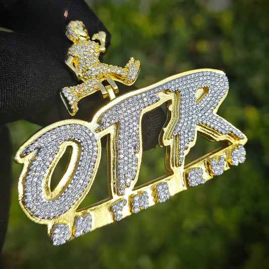 Iced Out Letter Pendant Necklace for Men